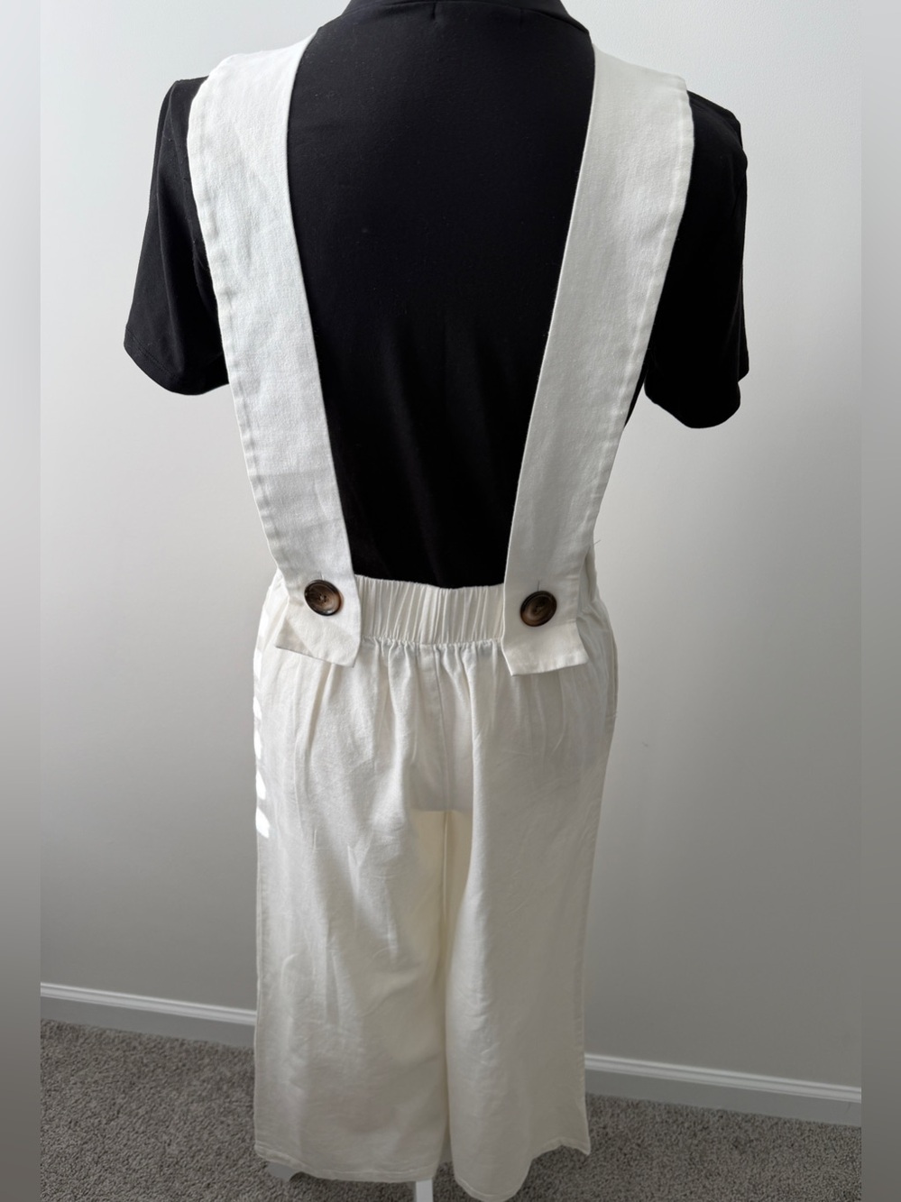 Preloved Cream Wide-Leg Overalls Jumpsuit - Picture 9 of 16